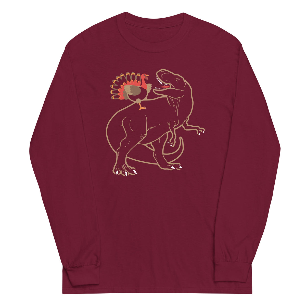 Turkey Riding T-Rex Unisex Long Sleeve Tee product image 3