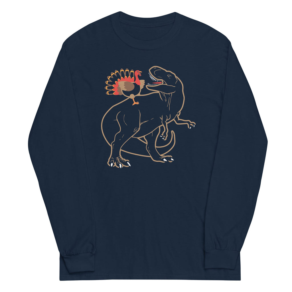 Turkey Riding T-Rex Unisex Long Sleeve Tee product image 2