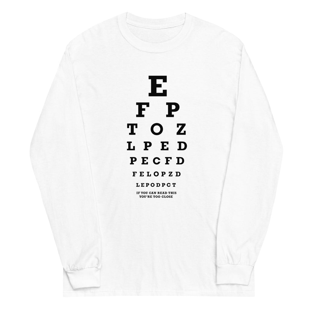 Too Close Eye Chart Unisex Long Sleeve Tee product image 6