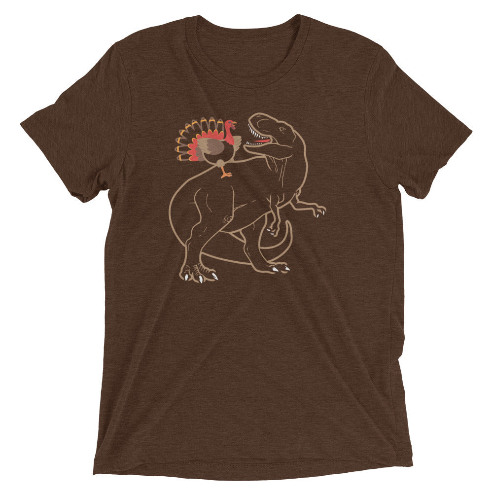 Turkey Riding T-Rex Men's Tri-Blend Tee product image 3