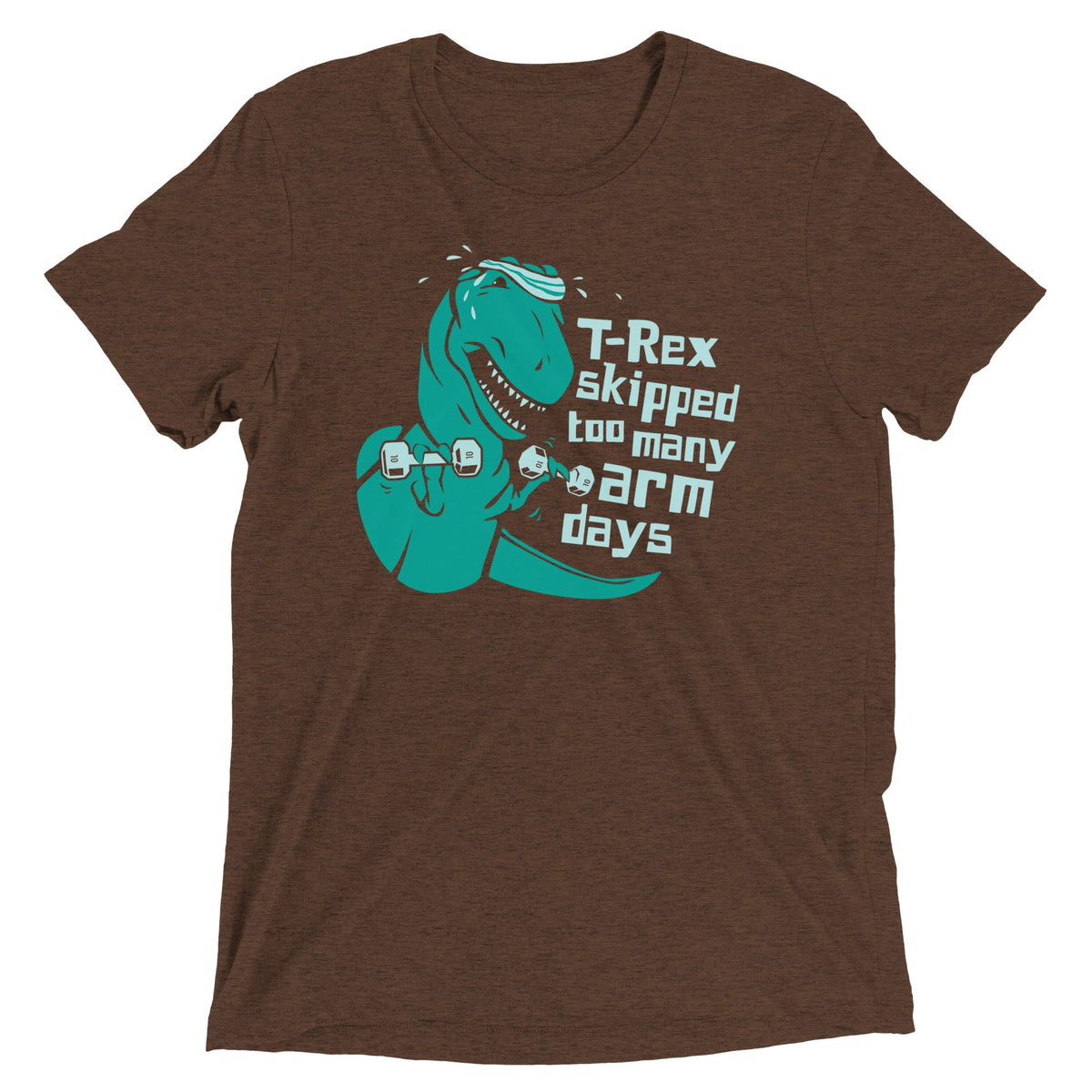T-Rex Skipped Too Many Arm Days Men's Tri-Blend Tee product image 1