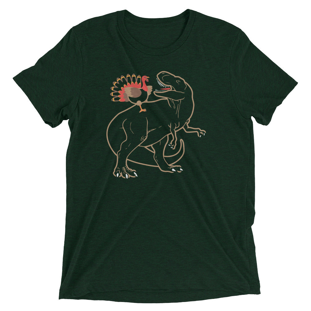 Turkey Riding T-Rex Men's Tri-Blend Tee product image 2