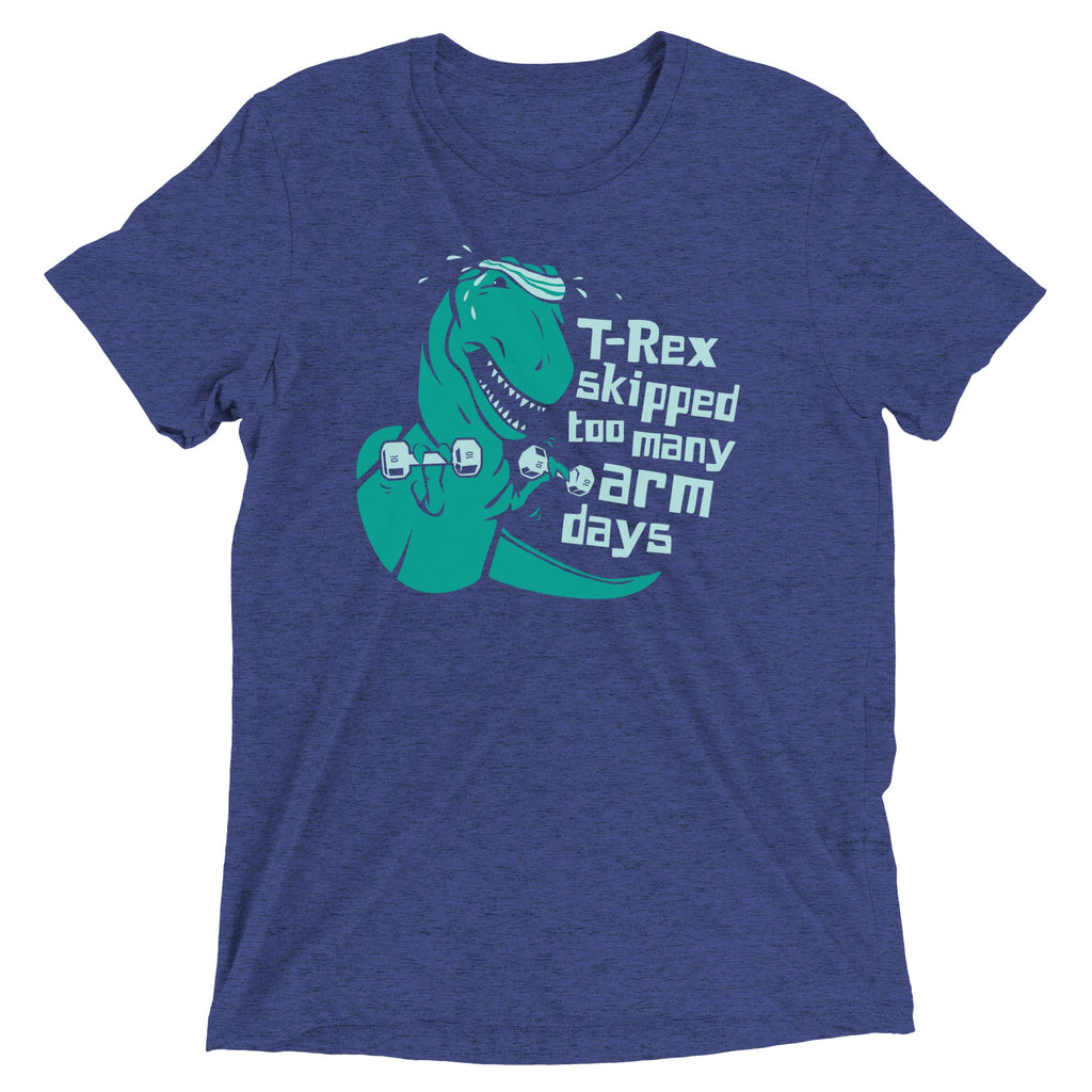 T-Rex Skipped Too Many Arm Days Men's Tri-Blend Tee product image 4