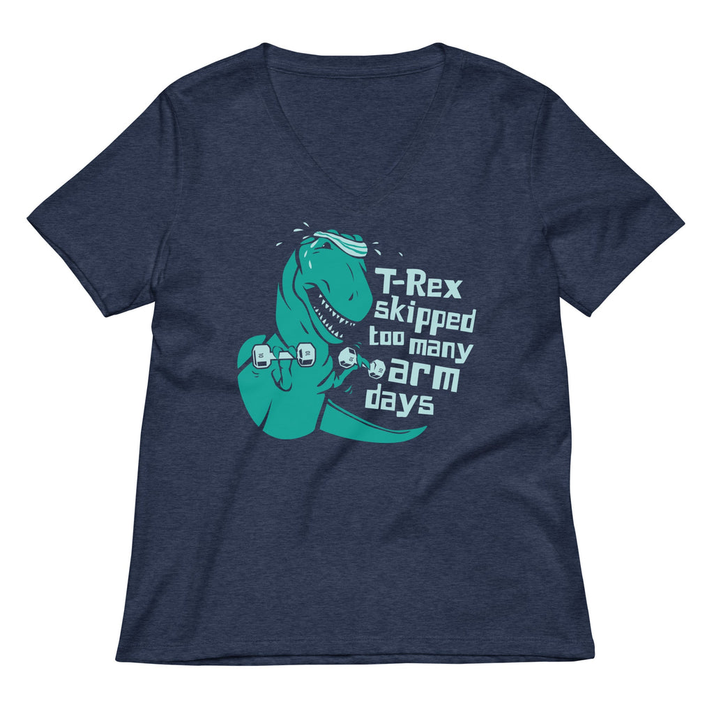 T-Rex Skipped Too Many Arm Days Women's V-Neck Tee product image 2