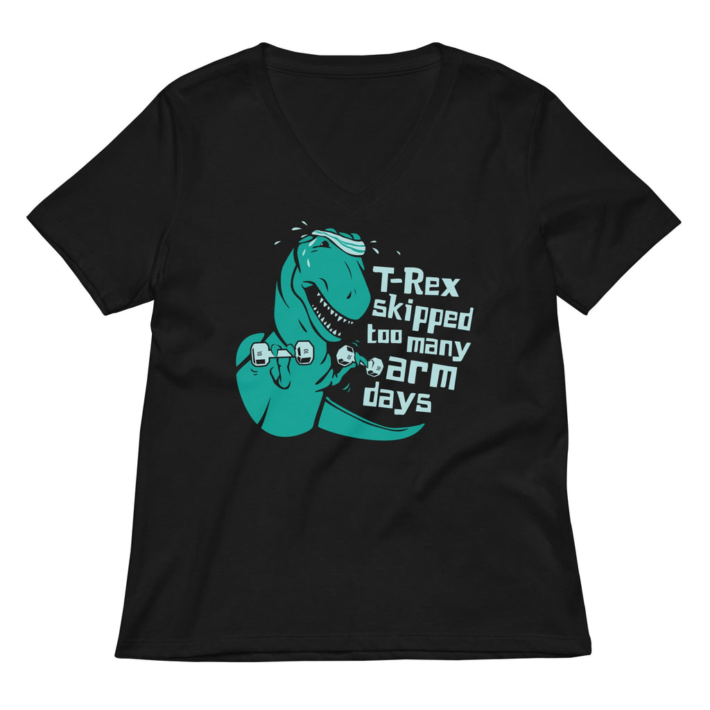 T-Rex Skipped Too Many Arm Days Women's V-Neck Tee product image 1