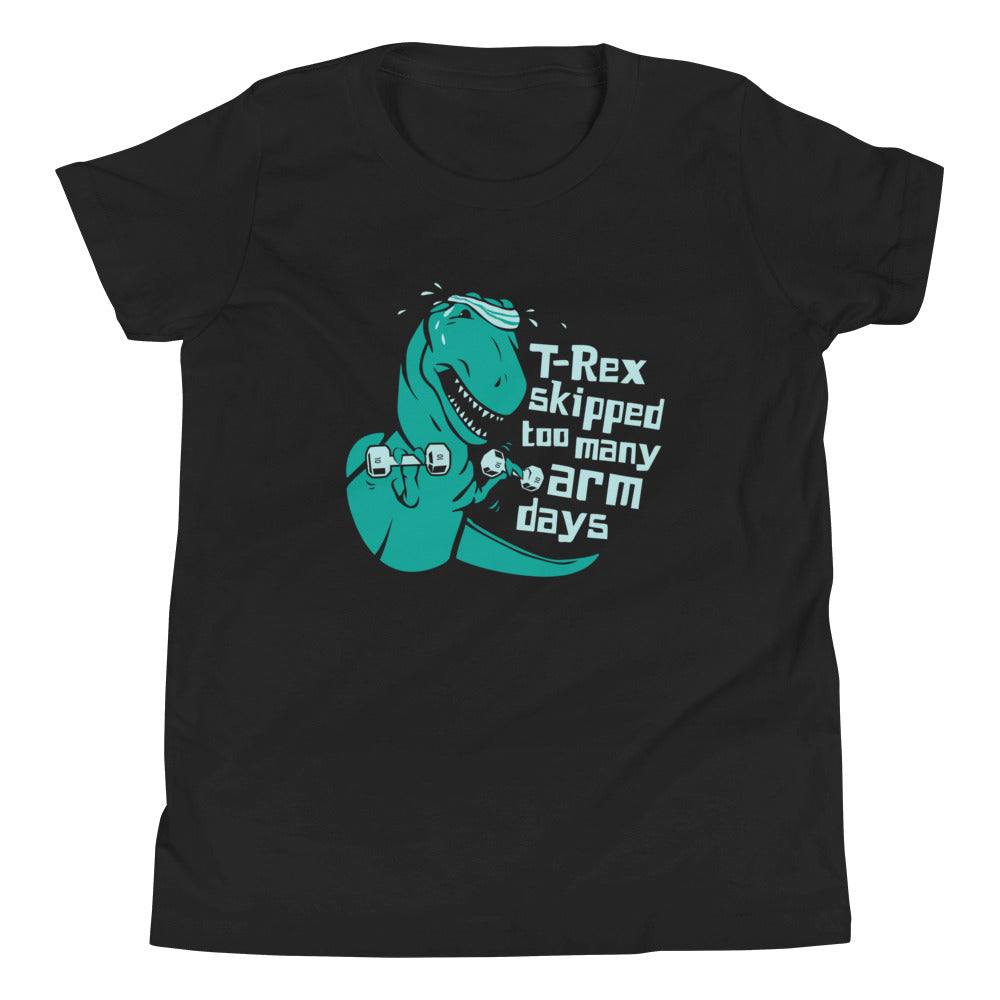 T-Rex Skipped Too Many Arm Days Kid's Youth Tee product image 2