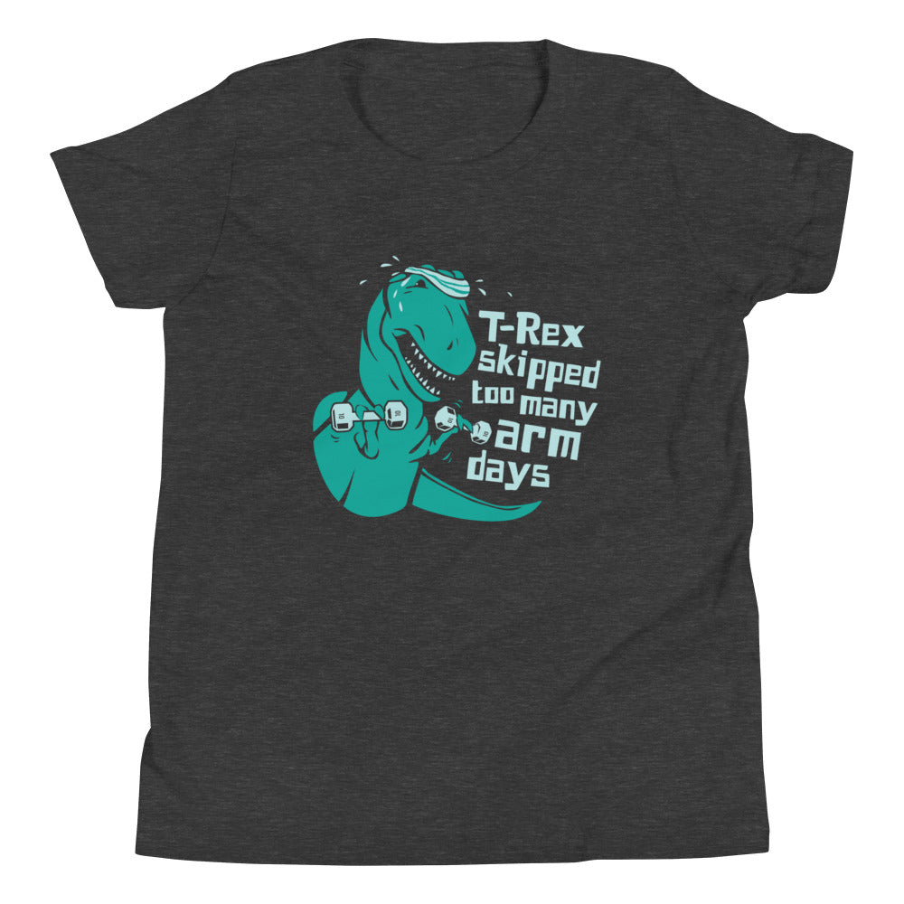 T-Rex Skipped Too Many Arm Days Kid's Youth Tee product image 5