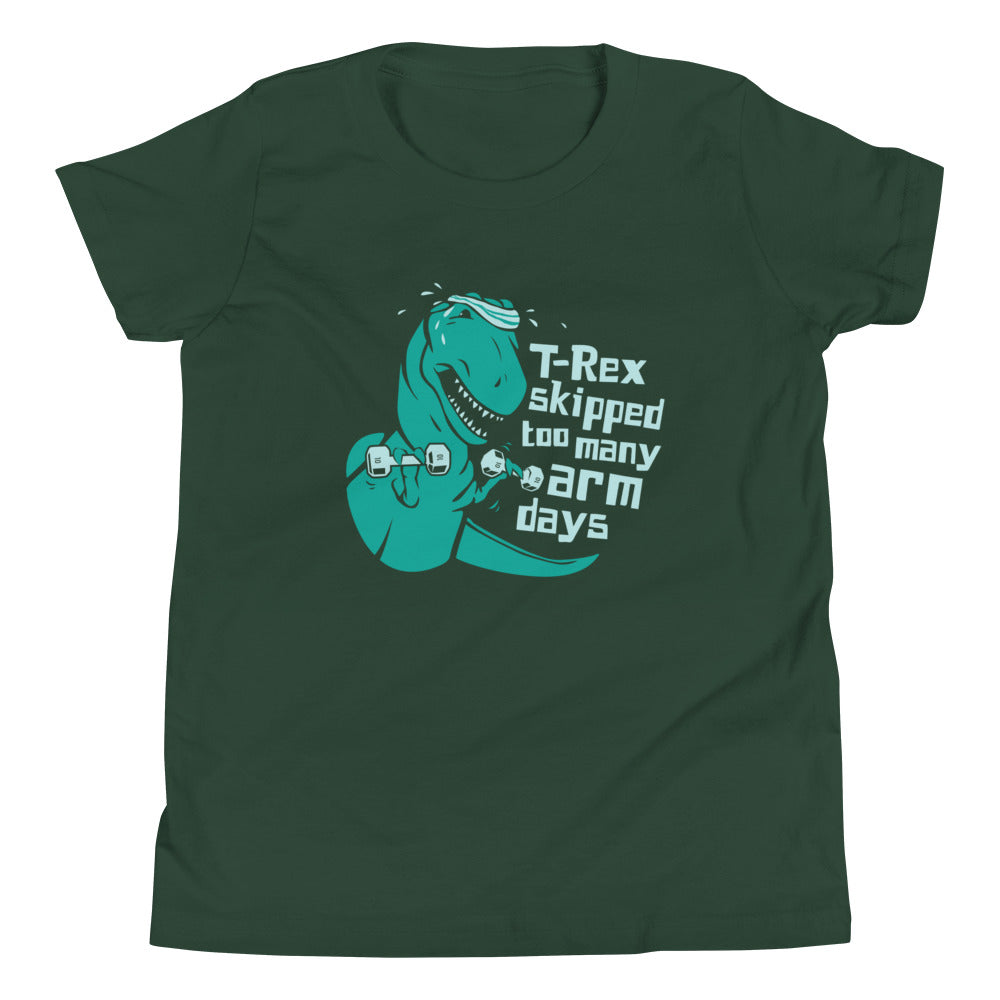 T-Rex Skipped Too Many Arm Days Kid's Youth Tee product image 4